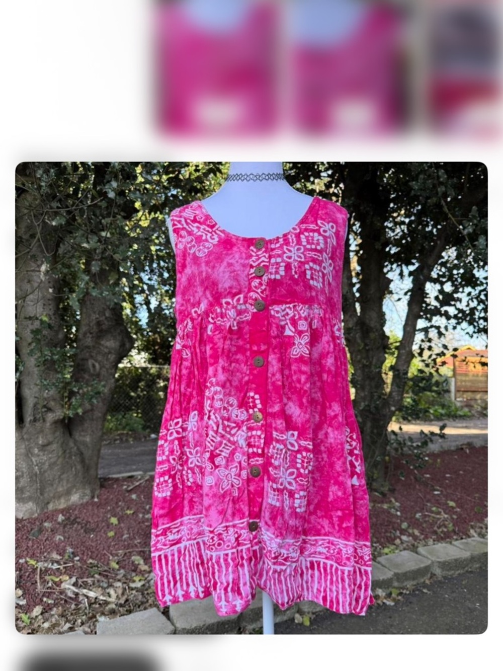 Sleeveless Pink Floral Button-Front Mini Dress